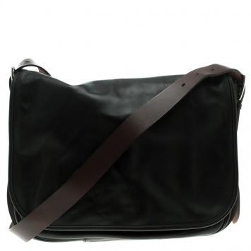 Pre Owned Hermes Black Box Calf Leather Barda Messenger Bag
