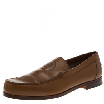 Pre Owned Hermes Brown Leather Lucky Moccasins Size 43