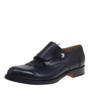 Pre Owned Hermes Black Leather Flap Detail Derby Size 44