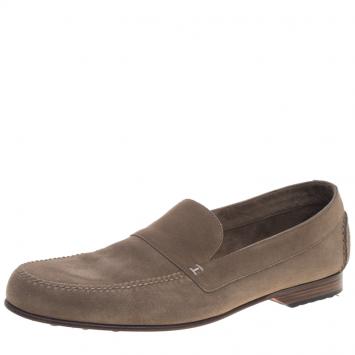 Pre Owned Hermes Beige Suede Keep Moccasins Size 43.5