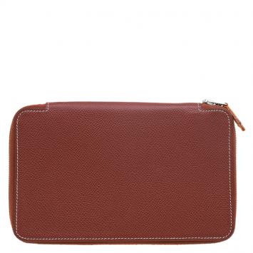 Pre Owned Hermes Brown Leather Silky daily Globe-Trotter Agenda