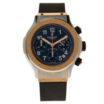 Pre Owned Hublot Black 18K Rose Gold and Stainless Steel Super B Flyback Men's Wristwatch 42MM