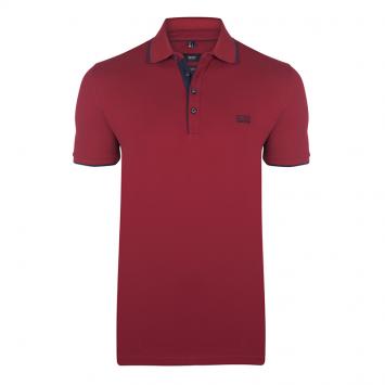 Pre Owned Boss by Hugo Boss Red Cotton Logo Short Sleeve Polo Shirt L