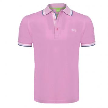 Pre Owned Boss by Hugo Boss Pink Contrast Stripe Cotton Logo Polo Shirt M