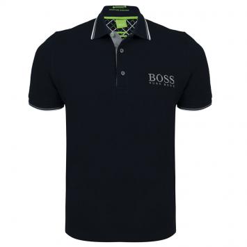 Pre Owned Boss by Hugo Boss Black Contrast Stripe Cotton Logo Polo Shirt S