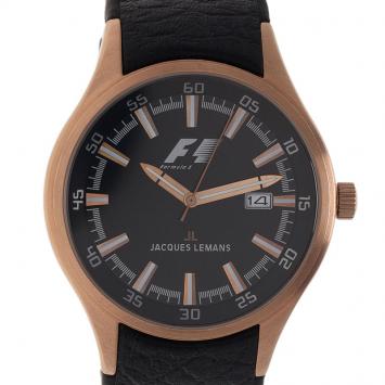 Pre Owned Jacques Lemans Black Gold-Plated Stainless Steel F1 Monza F5035 Men's Wristwatch 40MM