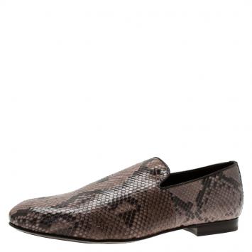 Pre Owned Jimmy Choo Brown Python Sloane Slip-On Size 45