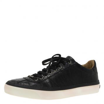 Pre Owned Jimmy Choo Black Crocodile Embossed Portman Sneakers Size 42