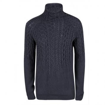 Pre Owned Just Cavalli Grey Wool Chunky Cable Knit Sweater M