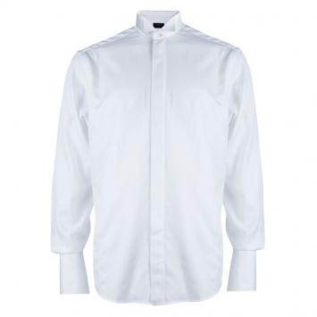 Pre Owned Lanvin White Herringbone Cotton Long Sleeve Button Front Shirt L