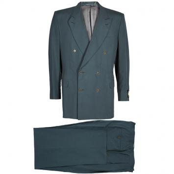 Pre Owned Lanvin Men's Gray Silk Double Breasted Suit XL