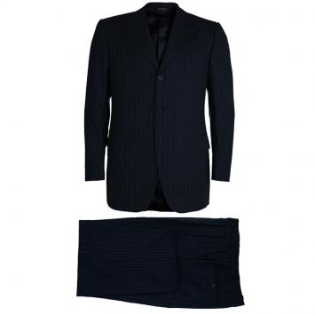 Pre Owned Lanvin Men's Black Striped Suit M