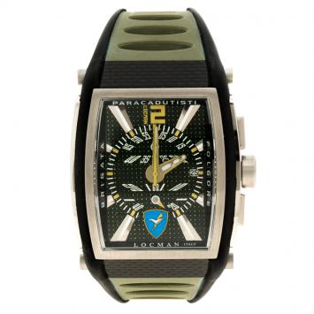 Pre Owned Locman Green Tremila N.0727 Rubber Men's Wristwatch 42MM