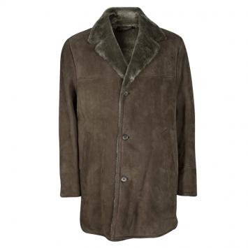 Pre Owned Loro Piana Brown Shearling Lined Suede Coat XXL