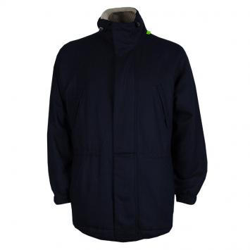 Pre Owned Loro Piana Navy Blue Herringbone Cashmere Winter Sports Jacket L