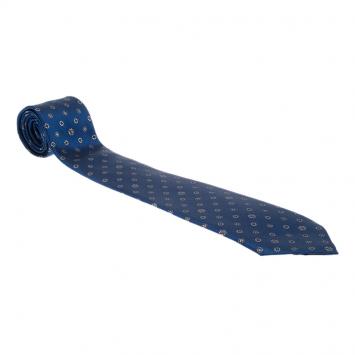 Pre Owned Louis Vuitton Navy Blue Monogram Clover Silk Tie