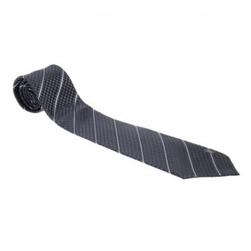 Pre Owned Louis Vuitton Charcoal Grey Silk Ecu Tie