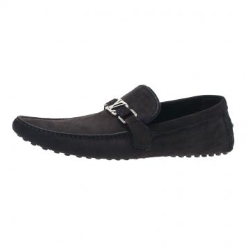 Pre Owned Louis Vuitton Brown Nubuck Hockenheim Loafers Size 46