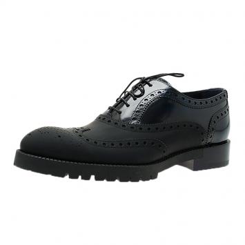 Pre Owned Louis Vuitton Two Tone Gloss Leather Brogue Oxfords Size 41