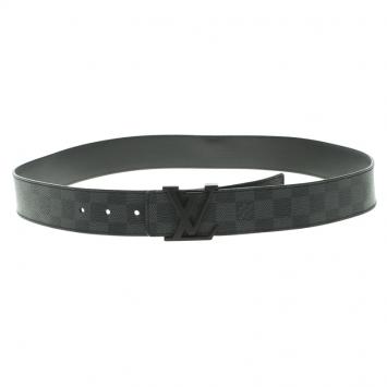 Pre Owned Louis Vuitton Damier Ebene Graphite Canvas Initiales Belt 116 CM