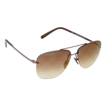 Pre Owned Louis Vuitton Brown Socoa Damier Aviators Sunglasses