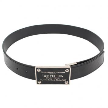 مملوكة مسبقًا Louis Vuitton Black Damier Embossed Inventeur Belt 85CM