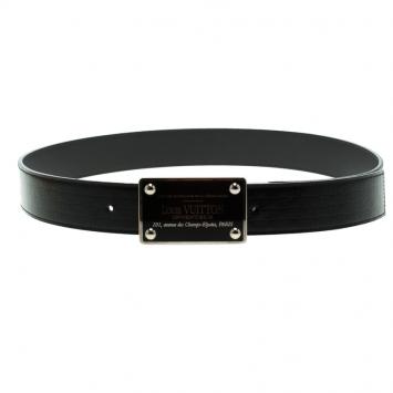 Pre Owned Louis Vuitton Black Damier Embossed Leather Inventeur Belt 90 CM