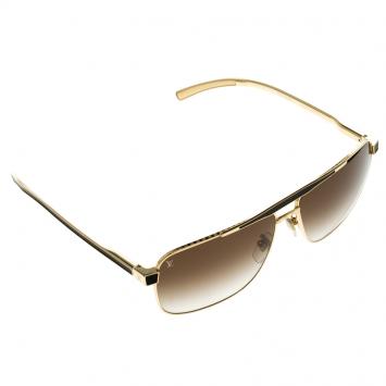 Pre Owned Louis Vuitton Brown/Gold Z0549U Square Aviator Sunglasses