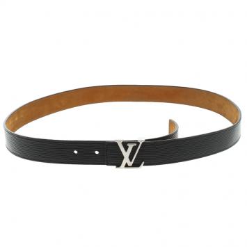 Pre Owned Louis Vuitton Black Epi Leather Initials Belt Size 95 CM
