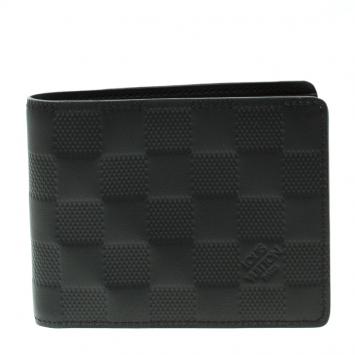 Pre Owned Louis Vuitton Black Damier Infini Leather Slender Wallet