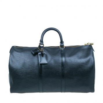 Pre Owned Louis Vuitton Black Epi Keepall 50 Travel Boston Bag