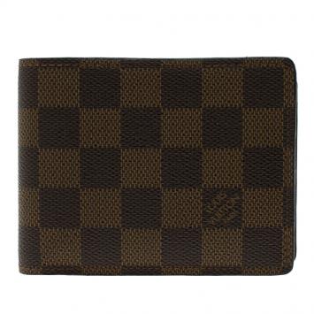 Pre Owned Louis Vuitton Damier Ebene Canvas Slender Wallet 