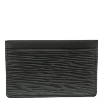 Pre Owned Louis Vuitton Black Epi Leather Card Holder