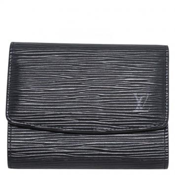 Pre Owned Louis Vuitton Black Epi Leather Card Holder