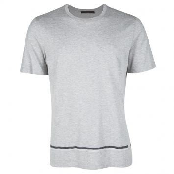 Pre Owned Louis Vuitton Grey Cotton Logo Detail T-Shirt XL