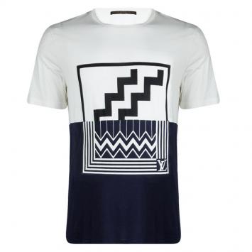 Pre Owned Louis Vuitton Multicolor Cotton Abstract Print Logo Detail Tshirt XL
