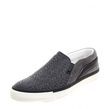 Pre Owned Louis Vuitton Grey Suede and Leather Twister Slip-on Sneakers Size 43