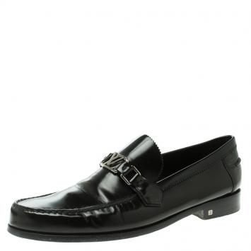 Pre Owned Louis Vuitton Black Leather Major Loafers Size 45.5