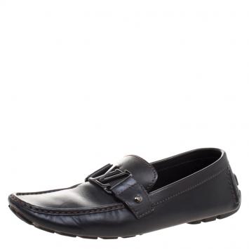 Pre Owned Louis Vuitton Dark Brown Leather Monte Carlo Loafers Size 42.5