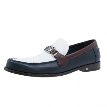 Pre Owned Louis Vuitton Tri Color Leather Major Loafers Size 42.5