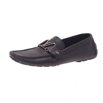 Pre Owned Louis Vuitton Black Leather Monte Carlo Loafers Size 42