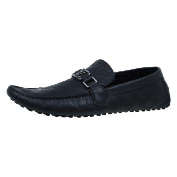 Pre Owned Louis Vuitton Black Hockenheim Moccasins Size 44.5
