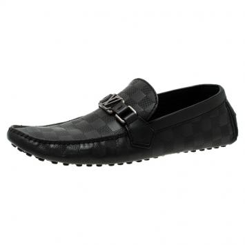 Pre Owned Louis Vuitton Onyx Damier Embossed Hockenheim Moccasins Size 42