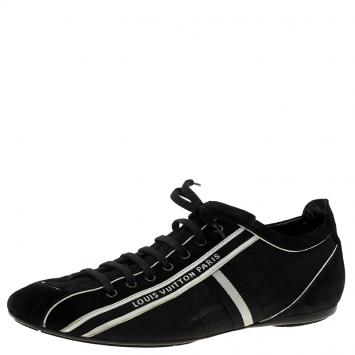 Pre Owned Louis Vuitton Black Canvas and Suede Sneakers 42.5