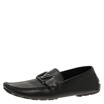 Pre Owned Louis Vuitton Black Leather Monte Carlo Loafers Size 42.5