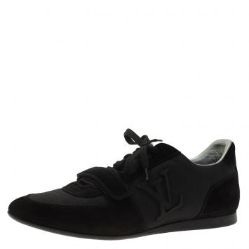 Pre Owned Louis Vuitton Black Suede and Mesh Lace Up Sneakers Size 41.5