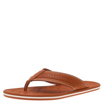 Pre Owned Louis Vuitton Orange Leather and Rubber Ipanema Thong Sandals Size 42.5