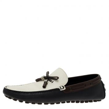 Pre Owned Louis Vuitton Tricolor Leather Bow Loafers Size 41.5