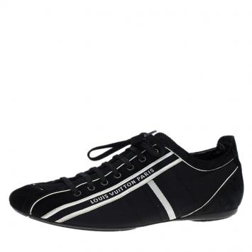 Pre Owned Louis Vuitton Black Canvas and Suede Sneakers Size 42.5