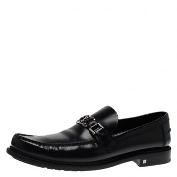 Pre Owned Louis Vuitton Black Leather Major Loafers Size 45